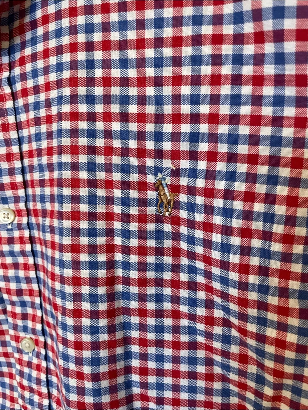 Polo Ralph Lauren Shirt Mens XXL Red Blue Check Button Down Classic Fit Gingham